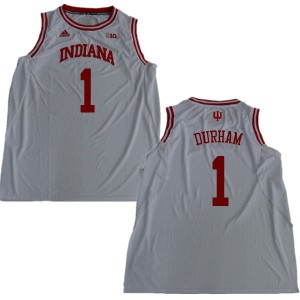 Men's Indiana Hoosiers Aljami Durham #1 Basketball White Jerseys 226345-289