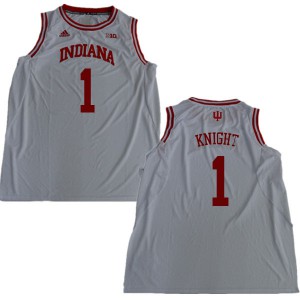 Men's Indiana Hoosiers Bob Knight #1 Stitch White Jersey 124327-466