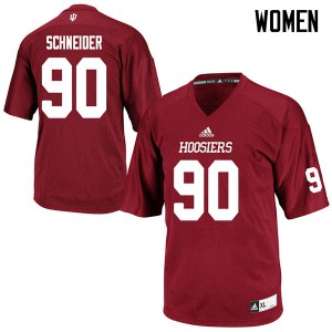Womens Indiana Hoosiers Connor Schneider #90 College Crimson Jerseys 328890-848
