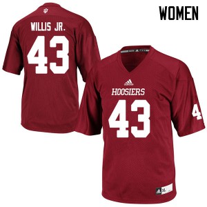 Womens Indiana Hoosiers Dameon Willis Jr. #43 Football Crimson Jersey 168068-740