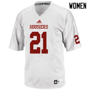 Womens Indiana Hoosiers LaDamion Hunt #21 White Stitched Jersey 273449-585