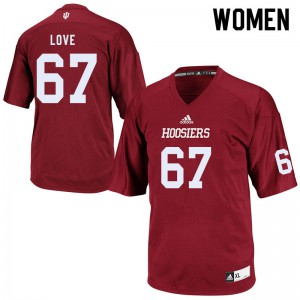 Womens Indiana Hoosiers Christian Love #67 Crimson Player Jersey 369055-286