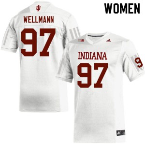 Women's Indiana Hoosiers Jake Wellmann #97 Football White Jerseys 764490-275