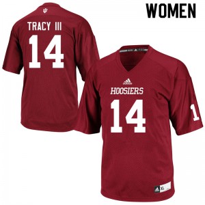 Women's Indiana Hoosiers Larry Tracy III #14 Crimson Football Jerseys 982677-878