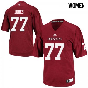 Women Indiana Hoosiers Caleb Jones #77 Embroidery Crimson Jerseys 586606-646