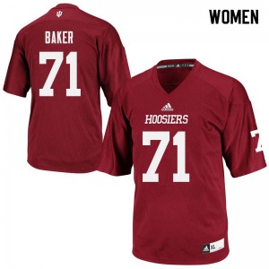 Women's Indiana Hoosiers Delroy Baker #71 Football Crimson Jersey 397554-717