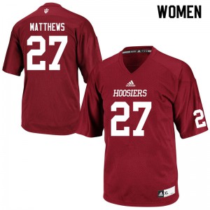 Women Indiana Hoosiers Devon Matthews #27 University Crimson Jerseys 175755-739