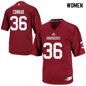 Women Indiana Hoosiers Drew Conrad #36 Crimson University Jerseys 951651-658