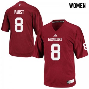 Women Indiana Hoosiers Johnny Pabst #8 Official Crimson Jersey 825452-127