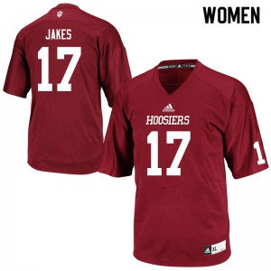 Women Indiana Hoosiers Jordan Jakes #17 Football Crimson Jerseys 507069-271