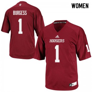 Womens Indiana Hoosiers Juwan Burgess #1 College Crimson Jerseys 547974-870