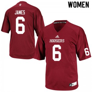 Women's Indiana Hoosiers Sampson James #6 Football Crimson Jersey 663353-373