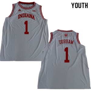 Youth Indiana Hoosiers Aljami Durham #1 Official White Jersey 467596-809