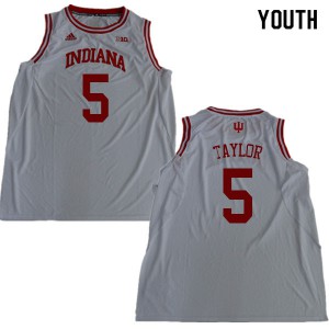 Youth Indiana Hoosiers Quentin Taylor #5 Basketball White Jersey 387336-431