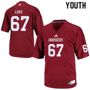 Youth Indiana Hoosiers Christian Love #67 Football Crimson Jerseys 737391-737