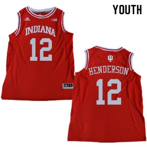 Youth Indiana Hoosiers Jacquez Henderson #12 Red Embroidery Jerseys 584948-909