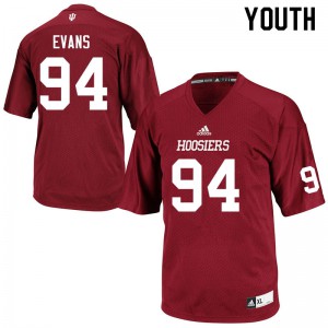 Youth Indiana Hoosiers James Evans #94 Embroidery Crimson Jerseys 443058-395