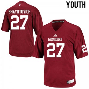 Youth Indiana Hoosiers Luke Shayotovich #27 Official Crimson Jersey 596971-624