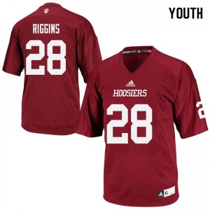 Youth Indiana Hoosiers A'Shon Riggins #28 Stitch Crimson Jerseys 761422-927