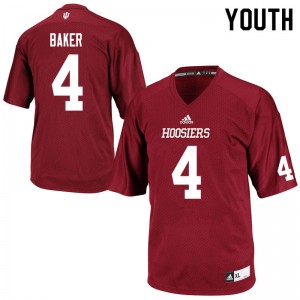 Youth Indiana Hoosiers David Baker #4 Stitched Crimson Jersey 565932-579