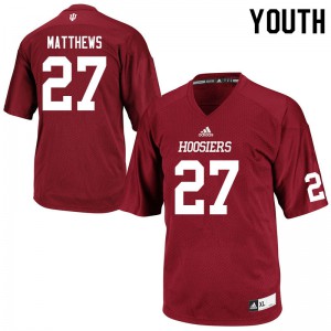Youth Indiana Hoosiers Devon Matthews #27 Crimson Official Jerseys 961148-455