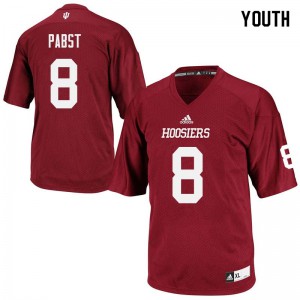 Youth Indiana Hoosiers Johnny Pabst #8 Crimson Stitch Jerseys 522840-814