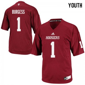 Youth Indiana Hoosiers Juwan Burgess #1 University Crimson Jerseys 972416-160
