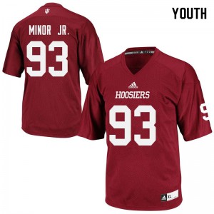 Youth Indiana Hoosiers LeShaun Minor Jr. #93 Football Crimson Jerseys 580885-907